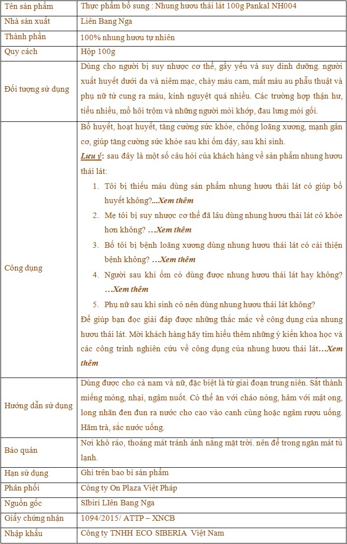Nhung hươu sấy khô thái lát Pankal Liên Bang Nga NH004 4 Nhung hươu sấy khô thái lát Pankal Liên Bang Nga NH004 4
